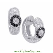 Alesandro Menegati Sterling Silver Black Diamonds and White Topaz Fashion Fancy Hoop Earrings