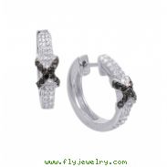 Alesandro Menegati Sterling Silver Black Diamonds and White Topaz Fashion Fancy Hoop Earrings