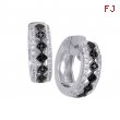 Alesandro Menegati Sterling Silver Black Diamonds and White Topaz Fashion Fancy Hoop Earrings