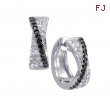 Alesandro Menegati Sterling Silver Black Diamonds and White Topaz Fashion Fancy Hoop Earrings