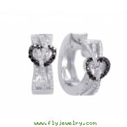 Alesandro Menegati Sterling Silver Black Diamonds and White Topaz Fashion Fancy Hoop Earrings