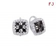 Alesandro Menegati Sterling Silver Black Diamonds and White Topaz Fashion Fancy Square Earrings