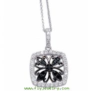 Alesandro Menegati Sterling Silver Black Diamonds and White Topaz Fashion Fancy Square Necklace