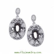 Alesandro Menegati Sterling Silver Black Diamonds and White Topaz Fashion Oval Pendant Earrings