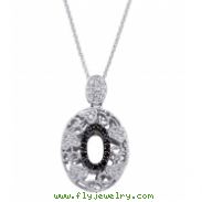 Alesandro Menegati Sterling Silver Black Diamonds and White Topaz Fashion Oval Pendant Necklace