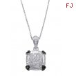 Alesandro Menegati Sterling Silver Black Diamonds and White Topaz Square Necklace