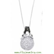 Alesandro Menegati Sterling Silver Black Diamonds and White Topaz Swarowski Style Necklace