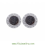 Alesandro Menegati Sterling Silver Earrings with Black and White Diamonds