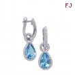 Alesandro Menegati Sterling Silver Earrings with Diamonds and Blue Topaz