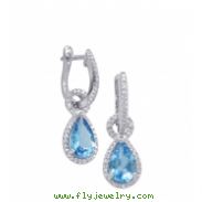 Alesandro Menegati Sterling Silver Earrings with Diamonds and Blue Topaz