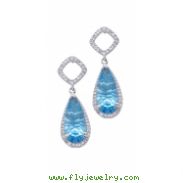 Alesandro Menegati Sterling Silver Earrings with Diamonds and Blue Topaz