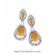 Alesandro Menegati Sterling Silver Earrings with Diamonds and Citrines