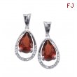 Alesandro Menegati Sterling Silver Earrings with Diamonds and Large Garnet