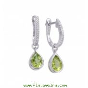 Alesandro Menegati Sterling Silver Earrings with Diamonds and Peridots