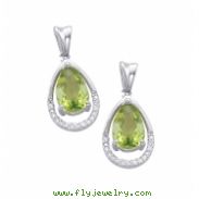 Alesandro Menegati Sterling Silver Earrings with Diamonds and Peridots