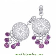 Alesandro Menegati Sterling Silver Fashion Earrings with Amethysts