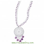 Alesandro Menegati Sterling Silver Fashion Necklace with Amethysts