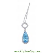 Alesandro Menegati Sterling Silver Necklace with Diamonds and Blue Topaz