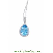 Alesandro Menegati Sterling Silver Necklace with Diamonds and Blue Topaz