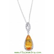 Alesandro Menegati Sterling Silver Necklace with Diamonds and Citrine