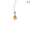 Alesandro Menegati Sterling Silver Necklace with Diamonds and Large Citrine