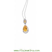 Alesandro Menegati Sterling Silver Necklace with Diamonds and Large Citrine