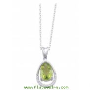 Alesandro Menegati Sterling Silver Necklace with Diamonds and Peridot