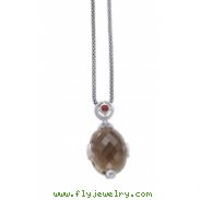 Alesandro Menegati Sterling Silver Necklace with Smoky Quartz and Garnet