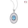 Alesandro Menegati Sterling Silver Oval Pendant Necklace with Diamonds and Blue Topaz