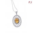 Alesandro Menegati Sterling Silver Oval Pendant Necklace with Diamonds and Large Citrine