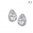 Alesandro Menegati Sterling Silver Pear Stud Earrings with Diamonds and White Topaz