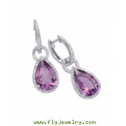 Alesandro Menegati Sterling Silver Pendant Earrings with Diamonds and Amethyst