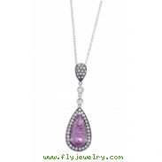 Alesandro Menegati Sterling Silver Pendant Necklace with Black and White Diamonds and Amethyst