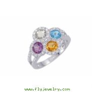 Alesandro Menegati Sterling Silver Ring with Gemstones