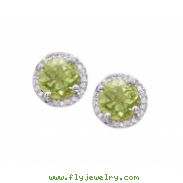 Alesandro Menegati Sterling Silver Round Stud Earrings with Diamonds and Peridots