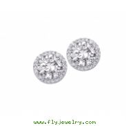 Alesandro Menegati Sterling Silver Round Stud Earrings with Diamonds and White Topaz