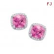 Alesandro Menegati Sterling Silver Stud Earrings with Diamonds and Pink Quartz