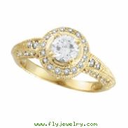 Antique Style Diamond Engagement Ring  Yellow Gold