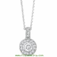 Bezel Diamond Pendant Neckalce