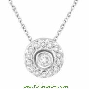 Bezel Diamond Pendant Necklace White Gold