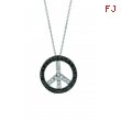 Black & White Diamond Peace Sign Pendant Necklace