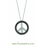 Black & White Diamond Peace Sign Pendant Necklace