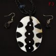 Black and White Mother of Pearl Necklace and Earrings Set