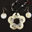 Black and White Mother of Pearl Necklace and Earrings Set