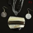 Black and White Mother of Pearl Necklace and Earrings Set