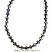 Black-plated Aurora Borealis Black Crystal 16" With Extension Necklace