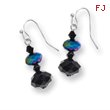 Black-plated Aurora Borealis Black Crystal Beaded Drop Earrings