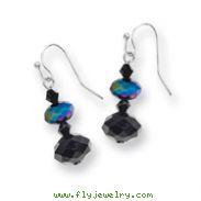 Black-plated Aurora Borealis Black Crystal Beaded Drop Earrings