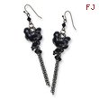 Black-plated Black Crystal Beaded Cluster Drop Earrings