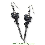 Black-plated Black Crystal Beaded Cluster Drop Earrings